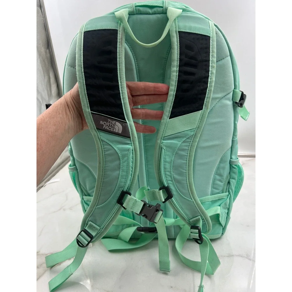 The North Face Borealis Backpack Mint Green Orange Bungee Laptop Bag Hiking